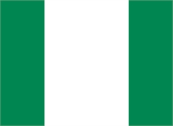 [ai] The flag of Nigeria consisting of three vertical stripes: green on the left and right, with a white stripe in the center.